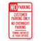 Signmission No Parking Customer Parking Only No Ove Heavy-Gauge Aluminum Sign, 12" x 18", A-1218-23754 A-1218-23754 - alternate 1